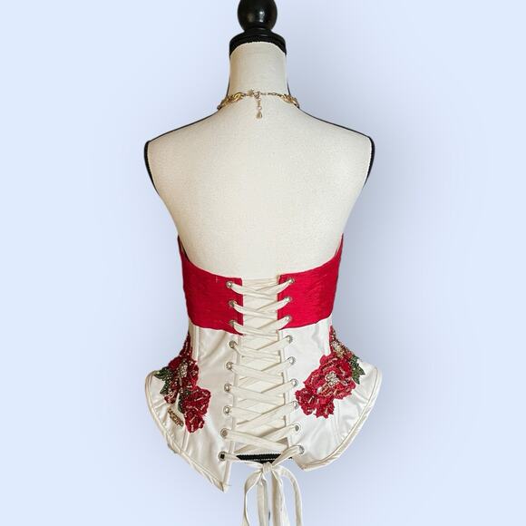Ragazza Strapless Red/White Christmas Bustier Corset Quinceanera Prom Size 9 M - Picture 3 of 16